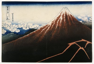 Une averse sous le sommet, de la série Trente-six vues du mont Fuji (Fugaku sanjurokkei), vers 1823 - Katsushika Hokusai