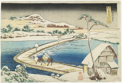 Vue ancienne du ponton de Sano, province de Kōzuke, 1833-1834 - Katsushika Hokusai