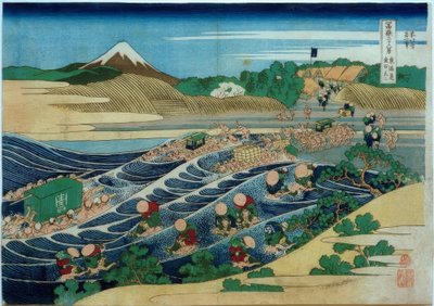 Mont Fuji, vu de Kanaya sur la route Tôkaidô - Katsushika Hokusai