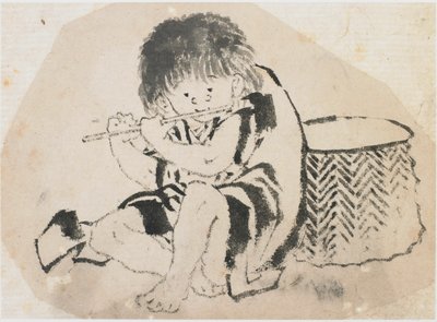 Garçon jouant de la flûte, période Edo, vers 1840 - Katsushika Hokusai