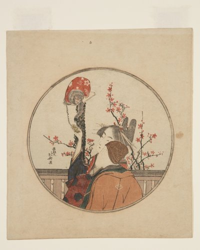 Courtisane, invité et singe de compagnie - Katsushika Hokusai