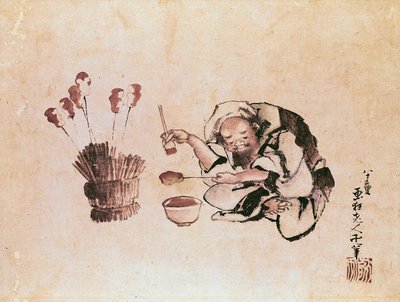 Artisan peignant des jouets - Katsushika Hokusai