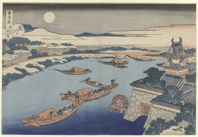 La rivière Yodo au clair de lune - Katsushika Hokusai