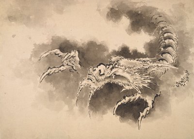 Dragon émergeant des nuages, période Edo, 19ème siècle - Katsushika Hokusai