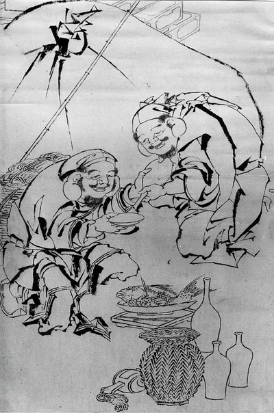 Ebisu et Daikoku célébrant le festival du Nouvel An, 18e-19e siècle - Katsushika Hokusai