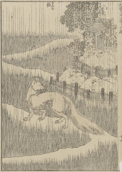 Renard sous la pluie, c. 1840 - Katsushika Hokusai