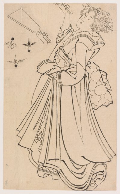Fille jouant avec une raquette et un volant - Katsushika Hokusai