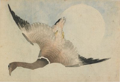 Oie volant devant la lune, fin 18e-début 19e siècle - Katsushika Hokusai