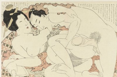 Homme mordant dans une poitrine - Katsushika Hokusai