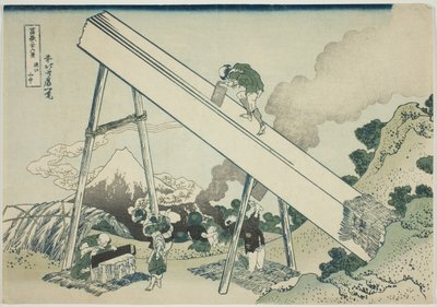 Dans les montagnes de Totomi (Totomi sanchu), de la série "Trente-six vues du mont Fuji (Fugaku sanjurokkei)" - Katsushika Hokusai