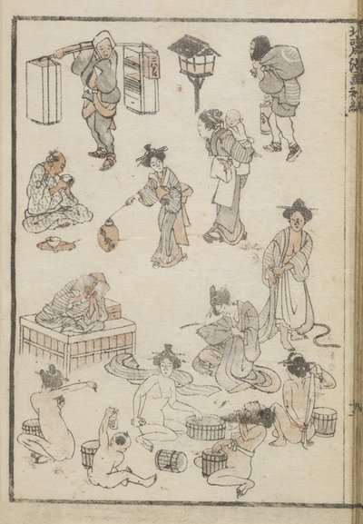 Bain japonais (gravure sur bois) - Katsushika Hokusai