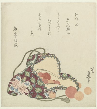 Perles de quartz avec une pochette en brocart - Katsushika Hokusai