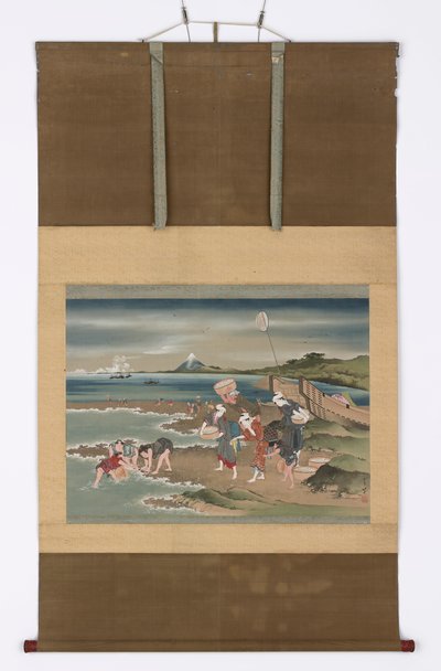 Paysage : ramasseurs de palourdes sur le rivage - Katsushika Hokusai