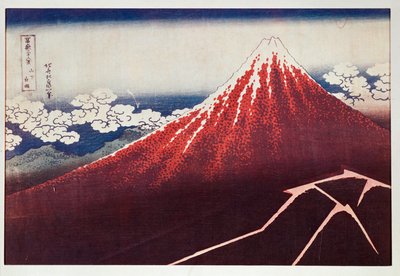 Éclair sur le mont Fujiyama ... (gravure sur bois en couleur) - Katsushika Hokusai