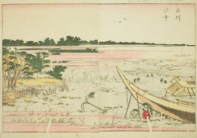 Marée basse à Shinagawa (Shinagawa shiohi), du livre illustré "Livre d