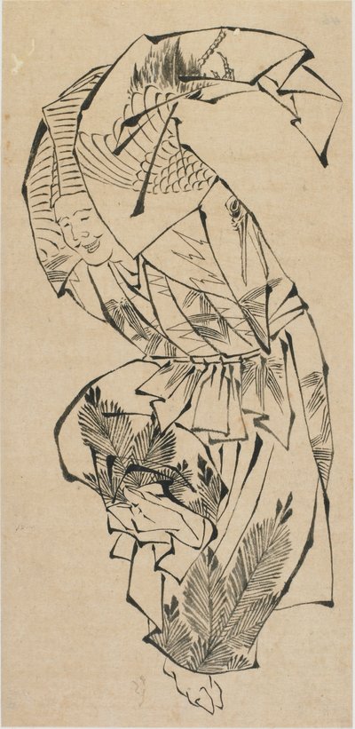 Danseur masculin, Manzai - Katsushika Hokusai