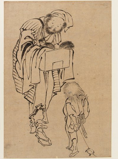 Homme et garçon, période Edo - Katsushika Hokusai