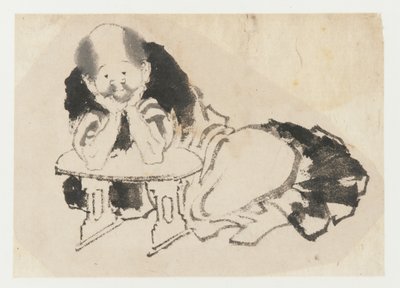 Homme assis avec un accoudoir, période Edo, XIXe siècle - Katsushika Hokusai