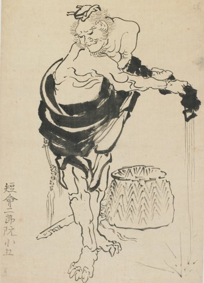 Homme tordant sa robe, fin 18ème-début 19ème siècle - Katsushika Hokusai