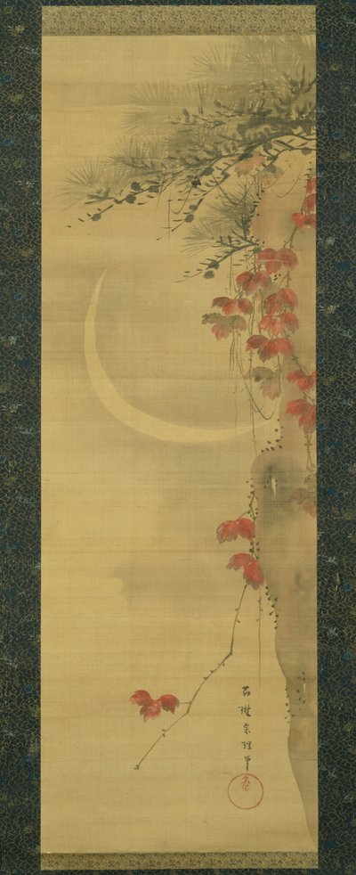 Lune, pin et érable - Katsushika Hokusai