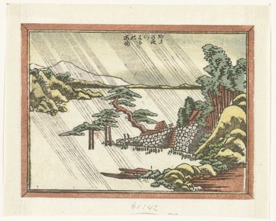 Pluie nocturne à Karasaki - Katsushika Hokusai