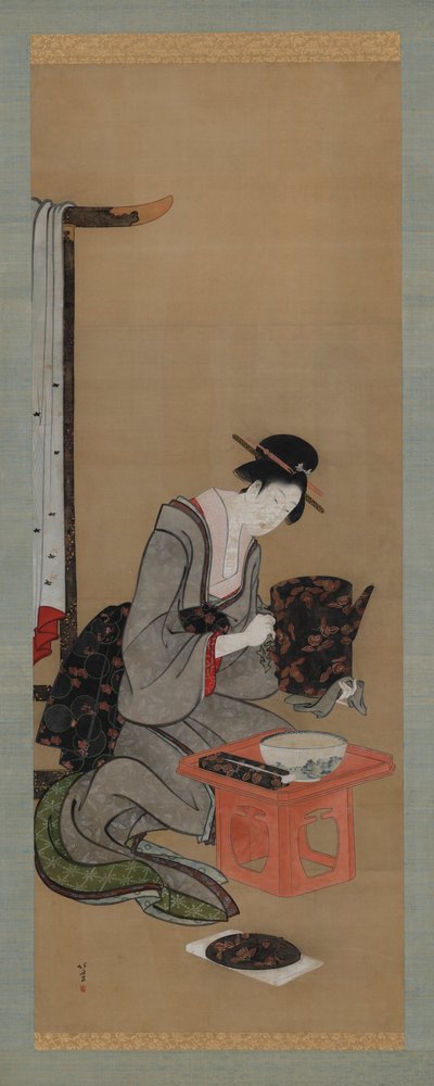 Coutume du Nouvel An : Maquillage le matin du Nouvel An, période Edo, vers 1806-1811 - Katsushika Hokusai