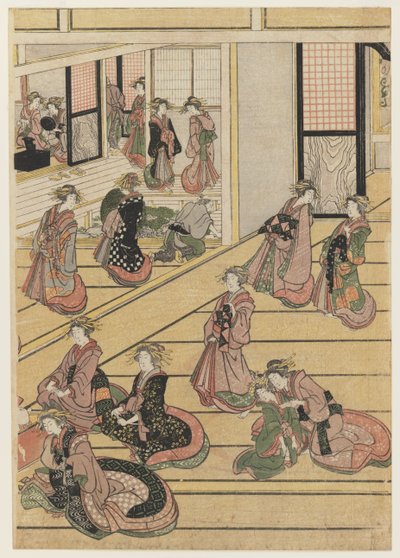 Jours de Nouvel An à la maison de thé Ogi-ya, c.1810 - Katsushika Hokusai