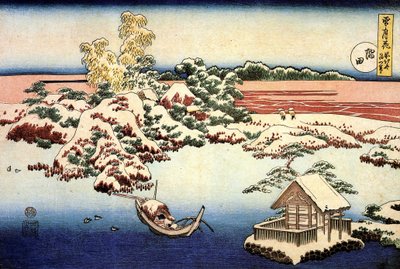 Paysage enneigé sur le fleuve Sumida, Japon - Katsushika Hokusai