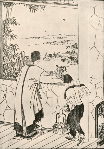 Personnes regardant par une fenêtre - Katsushika Hokusai