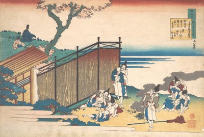 Poème de Onakatomi no Yoshinobu Ason, de la série Cent poèmes expliqués par la nourrice, 1839 - Katsushika Hokusai