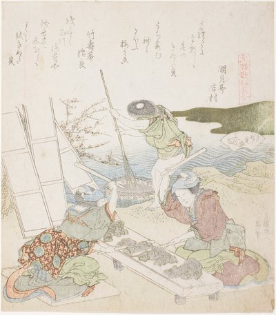 Recyclage du papier, illustration pour The Fulling-block Shell - Katsushika Hokusai