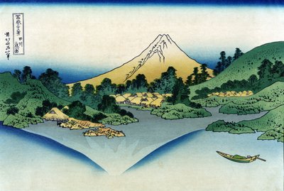 Réflexion du mont Fuji dans le lac Kawaguchi vu du col de Misaka dans la province de Kai (de trente-six vues du mont Fuji). Estampes de Katsushika Hokusai (1760-1849) - Katsushika Hokusai