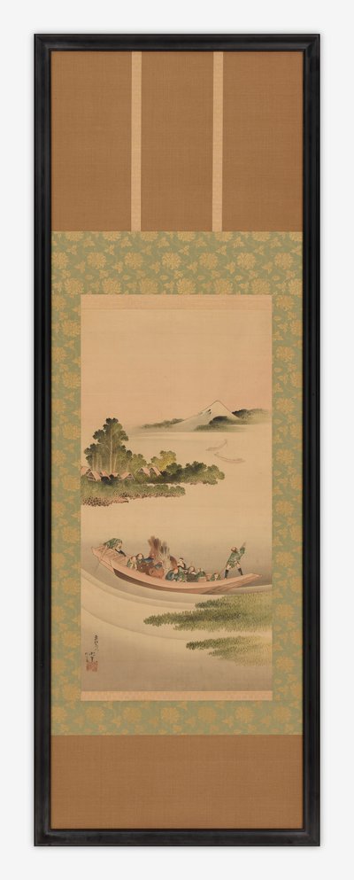 Paysage fluvial : bac et mont Fuji, période Edo - Katsushika Hokusai