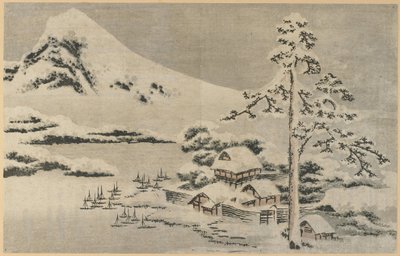 Un village balnéaire sous la neige - Katsushika Hokusai
