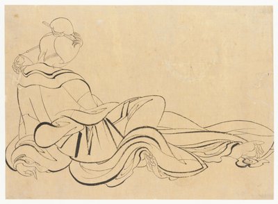 Femme assise se grattant la tête, fin du XVIIIe-début du XIXe siècle - Katsushika Hokusai