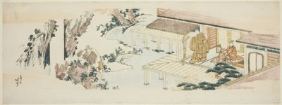 Serviteur jetant des fagots dans une cascade - Katsushika Hokusai
