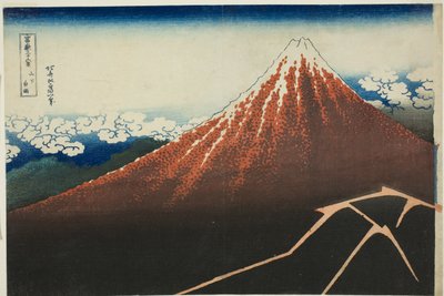 Averse sous le sommet (Sanka hakuu), de la série "Trente-six vues du mont Fuji (Fugaku sanjurokkei)" - Katsushika Hokusai