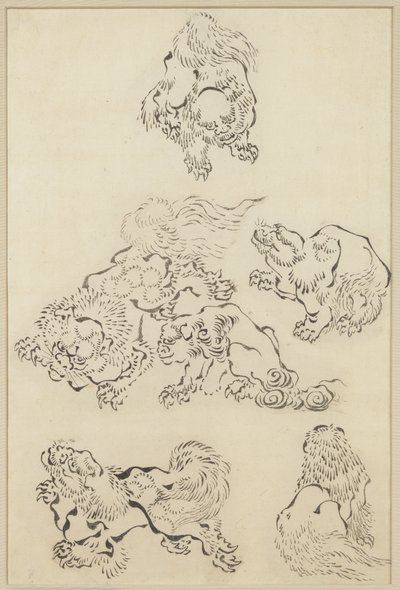 Six Lions - Katsushika Hokusai
