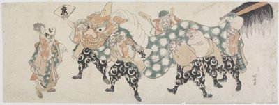 Six dieux mâles exécutant la danse du lion, 1797-1819 - Katsushika Hokusai
