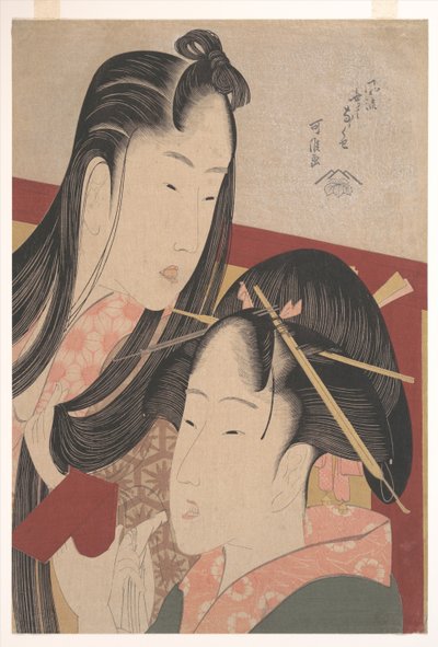 Grignoter une cerise de terre, de la série Sept habitudes inutiles à la mode - Katsushika Hokusai