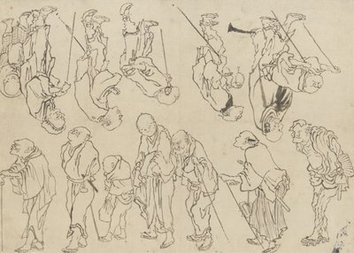 Études de pèlerins boiteux, période Edo - Katsushika Hokusai