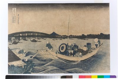 Coucher de soleil sur le pont Ryogoku - Katsushika Hokusai