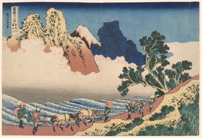 Le dos du mont Fuji vu de la rivière Minobu (Minobugawa Urafuji), de la série Trente-six vues du mont Fuji (Fugaku sanjurokkei) - Katsushika Hokusai