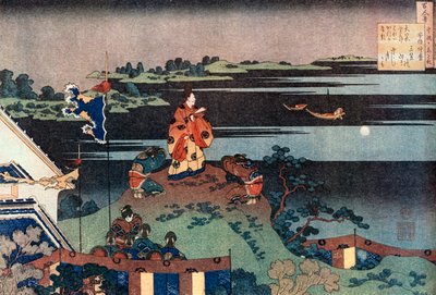Le poète exilé Nakamaro Abe no Nakamaro, c1838 - Katsushika Hokusai