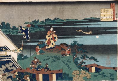Le poète exilé Nakamaro, de la série "Cent poèmes racontés par la nourrice" - Katsushika Hokusai