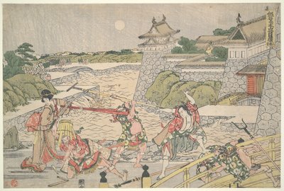La Ligue Loyale des Quarante-sept Rônin (Chûshingura), Acte III : Kampei attaqué par Bannai et ses hommes - Katsushika Hokusai