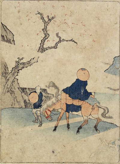 Voyageur à cheval sous un cerisier en fleurs, 1770-1829 - Katsushika Hokusai