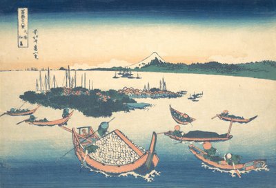 Tsukudajima dans la province de Musashi, de la série Trente-six vues..., vers 1830-32 - Katsushika Hokusai