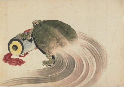 Tortue reposant sur un parchemin, fin 18e-début 19e siècle - Katsushika Hokusai