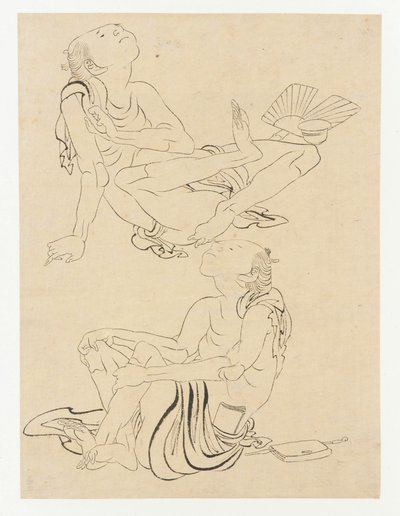 Deux hommes se relaxant en été, période Edo, 19e siècle - Katsushika Hokusai
